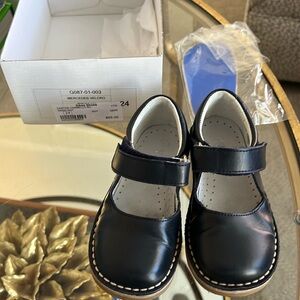 Toddler traditional formal navy leather shoes